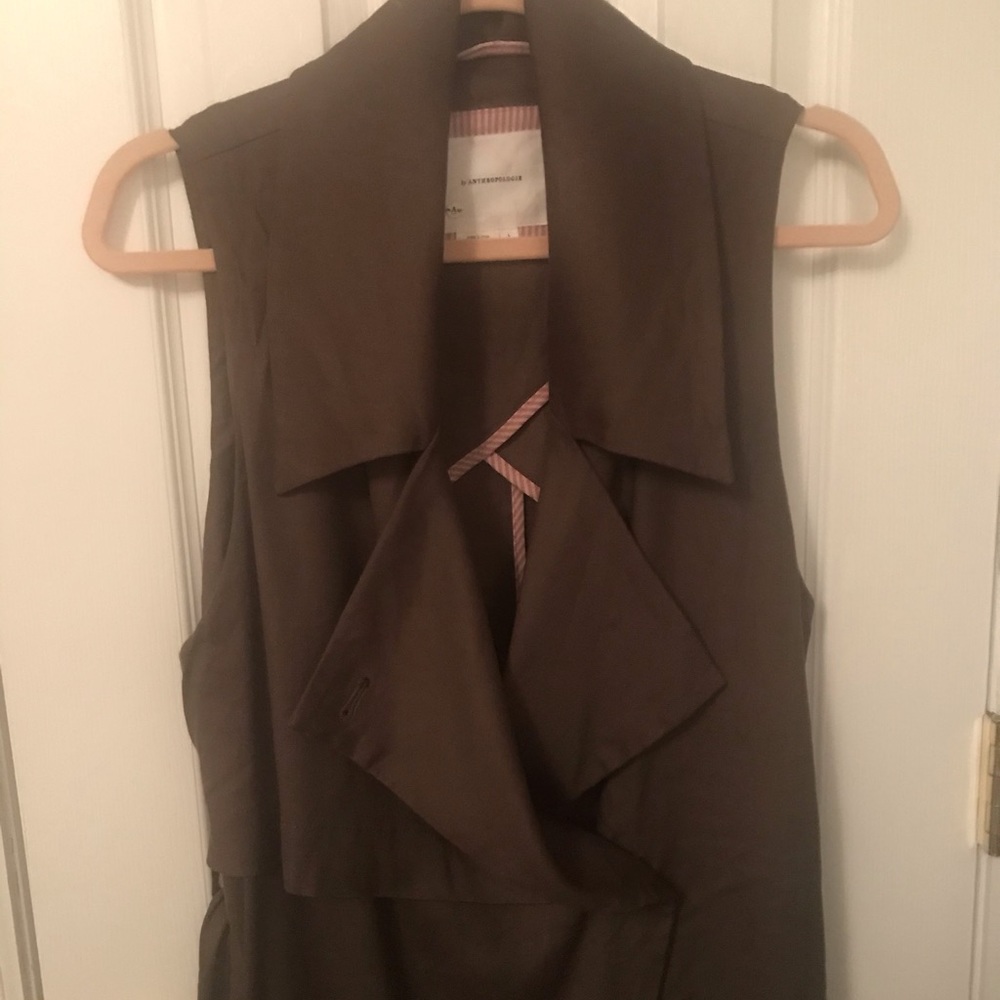 NWOT Army green Anthropologie linen wrap dress - Picture 8 of 10